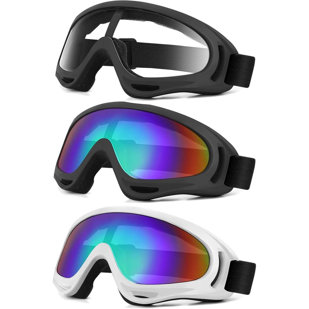 Motorcycle Goggles Motorcycle Riding Glasses 3 Pair Dirt Bike ATV Ski Motocross Riding Padding Goggl