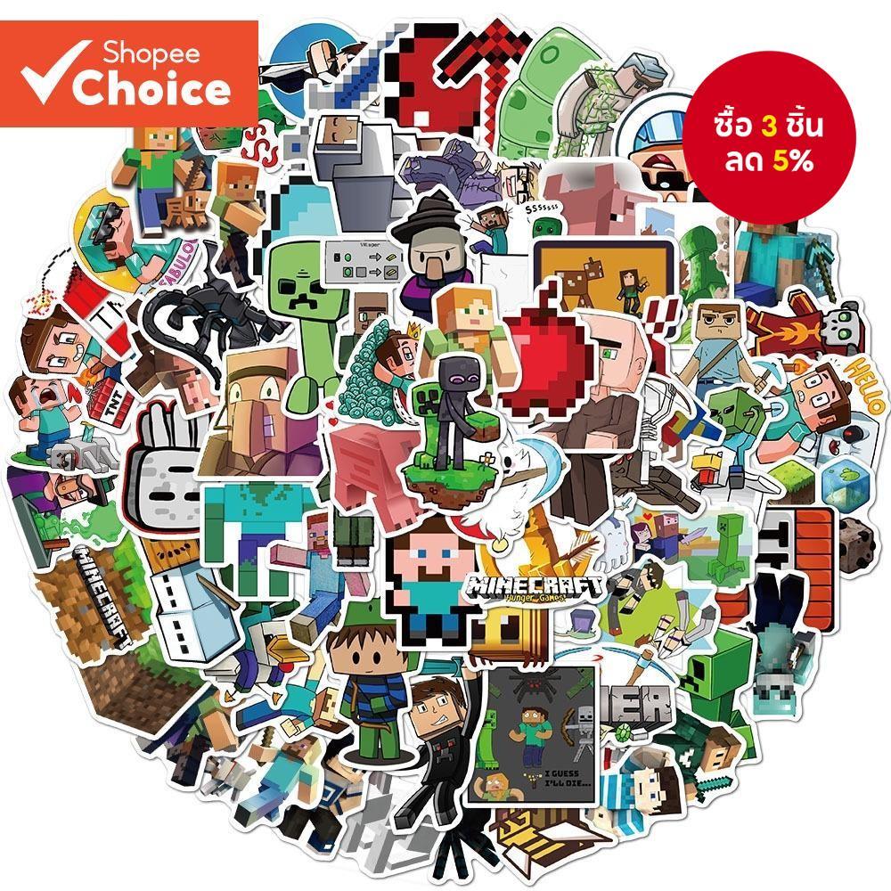 สติกเกอร์ ลายการ์ตูน Minecraft กันน้ํา สําหรับติดตกแต่งหมวกกันน็อค จักรยาน 100 ชิ้น 50 ชิ้น