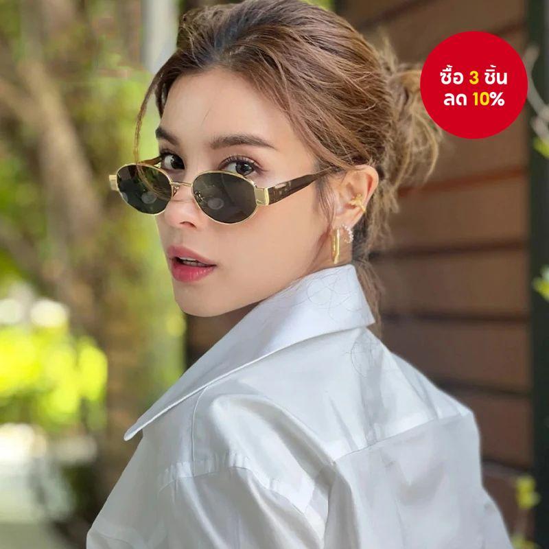 แว่นกันแดด Steampunk Vintage สําหรับผู้หญิง, UV400 Metal Oval Frame Retro Shades