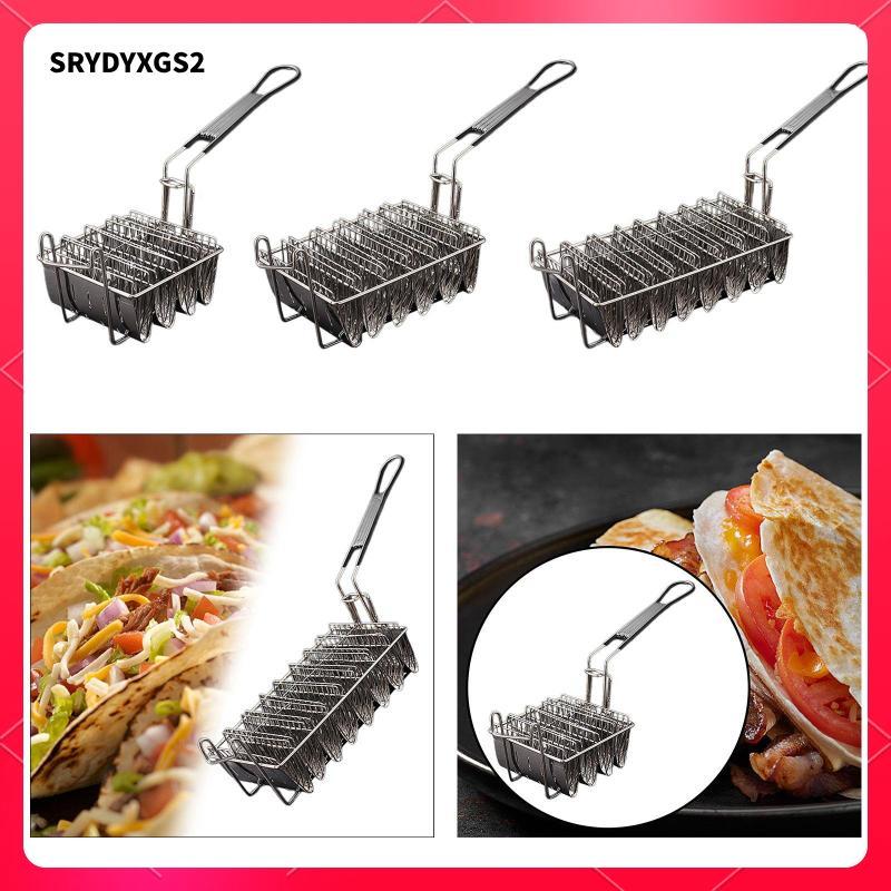[Srydyxgs2] Taco Basket,Taco Fry Basket,Stainless Steel,Taco Shell,Deep Fryer,ตะกร้าผู้ถือTaco,สําหร