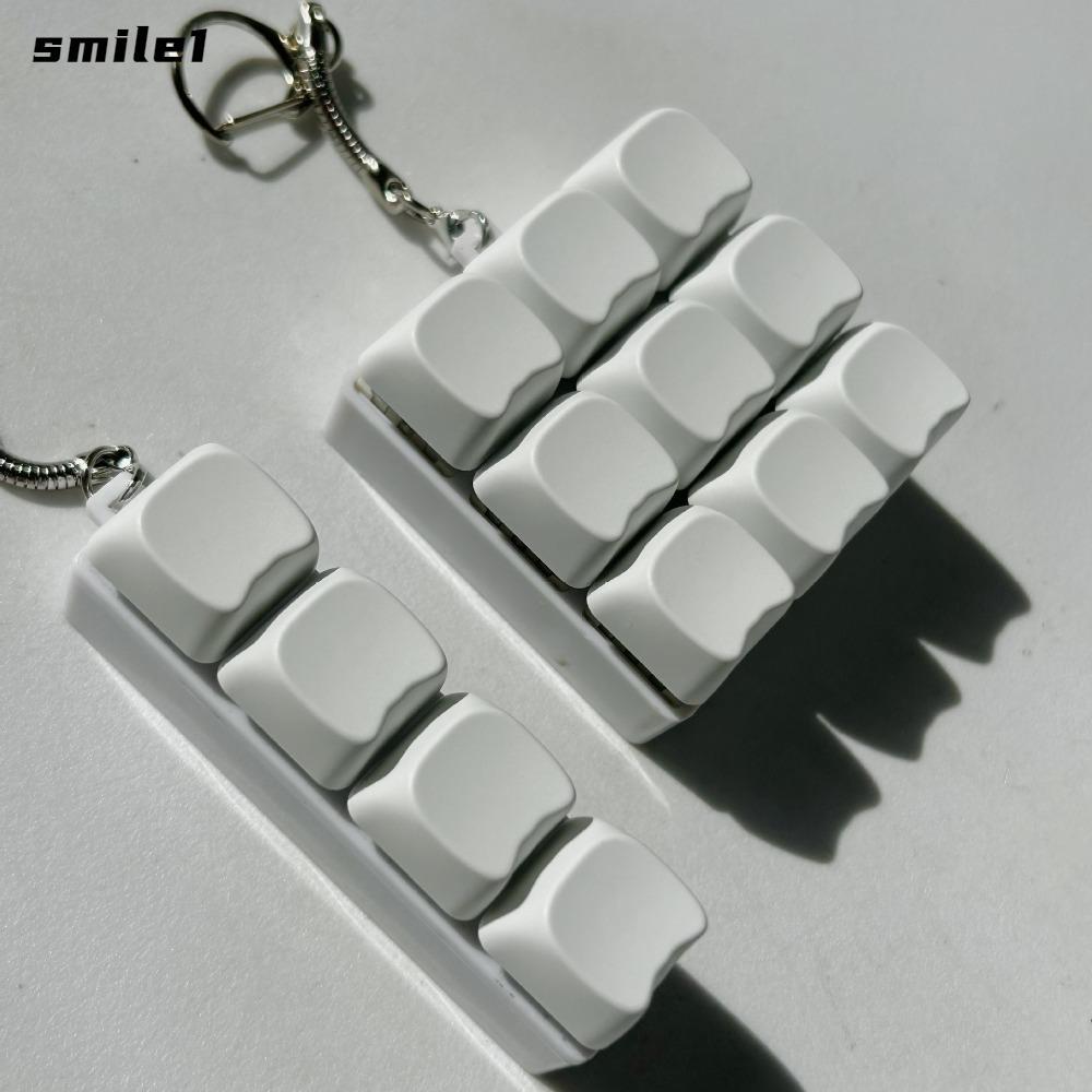 พวงกุญแจ SMILE Fidget, 4/9Keys Finger Keyboard Keycap Pinch Toy, Mechanical Cats Relief Stress Pinch