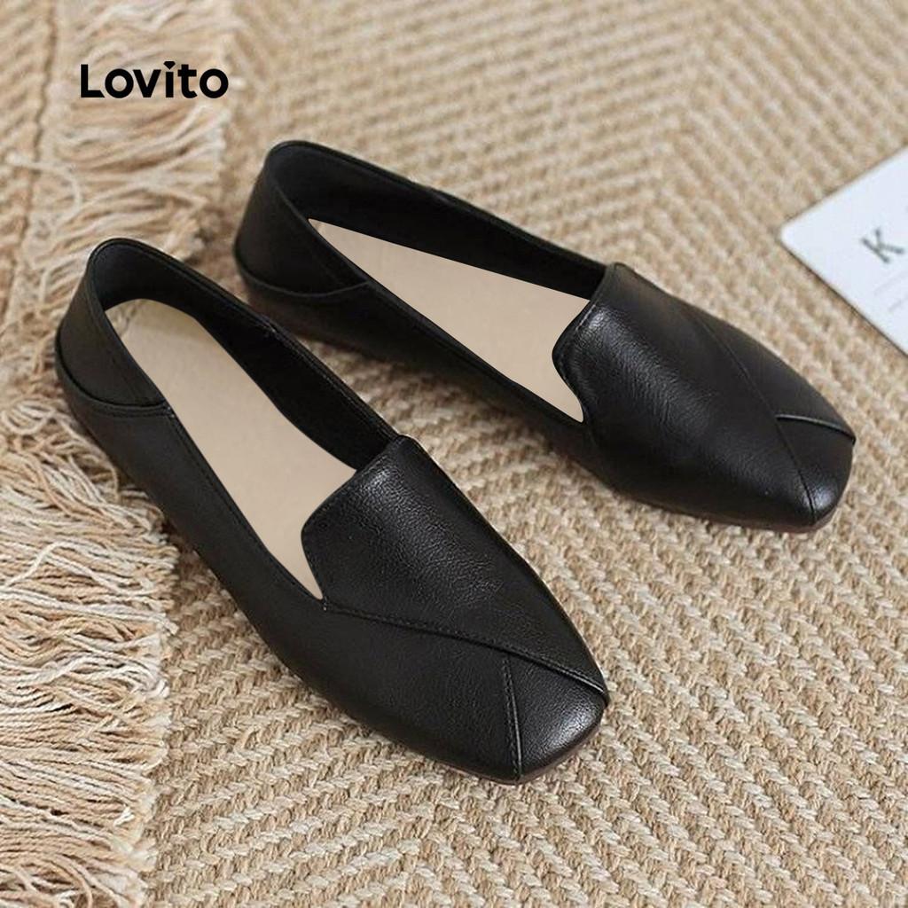Lovito รองเท้าสบายๆธรรมดาสแควร์ นิ้วเท้า รองเท้าสบายและอเนกประสงค์ทํางานแม่ของขวัญ รองเท้าไม่มีส้น สําหรับผู้หญิง LFA75058
