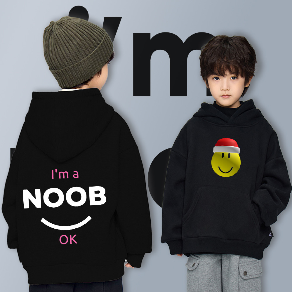 I Am Noob Cotton แขนยาว Hoodie เด็ก Hoodie Cotton Kid'hoodie พิมพ์น่ารักไม่มีการย้อมสี ไม่มีการเปลี่