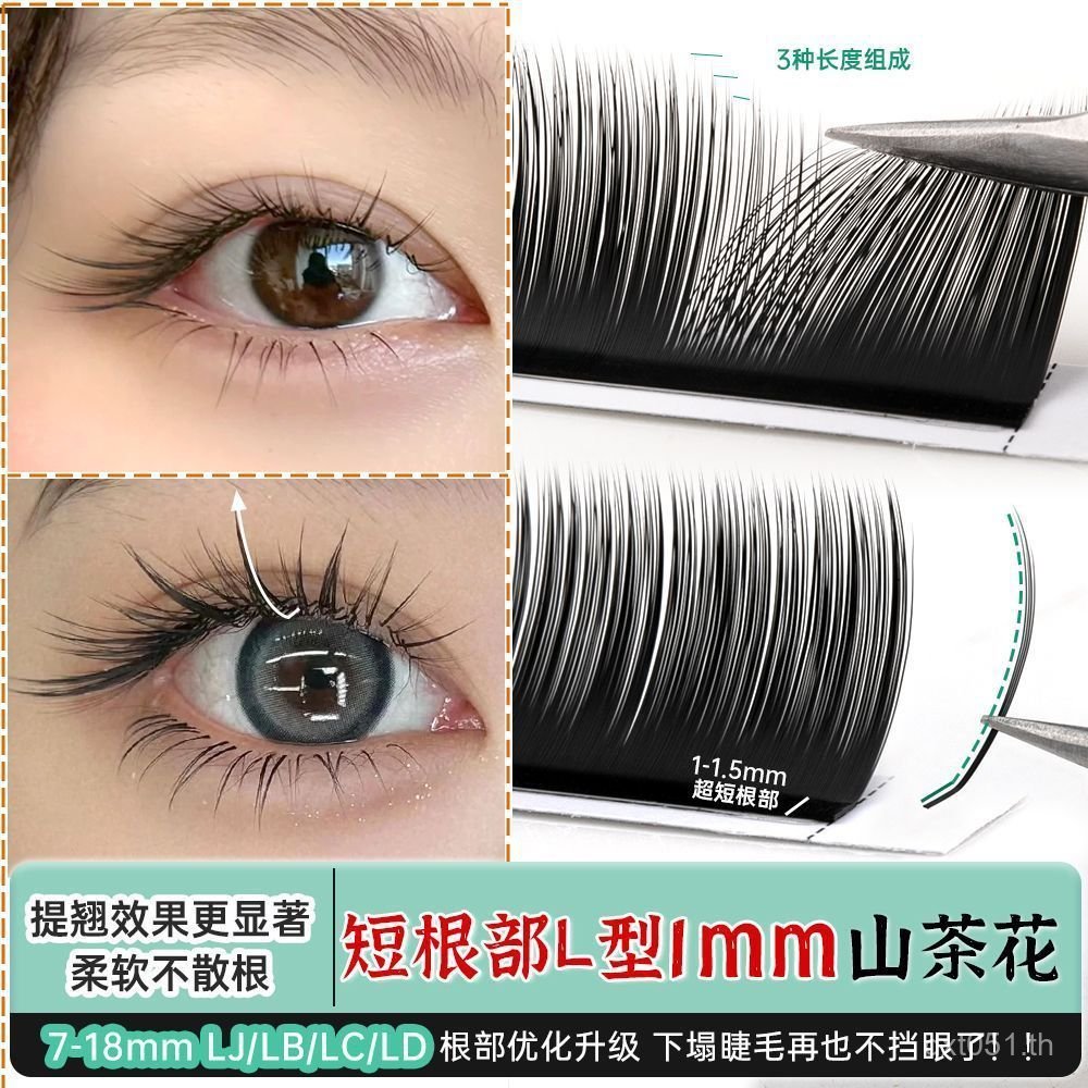 ยกขนตาความงามขนตา Shop Camellia สั้นไม่กระจัดกระจายจีนมุมกว้างนุ่มพิเศษ Obvious L-Shaped Matte 1 มม.