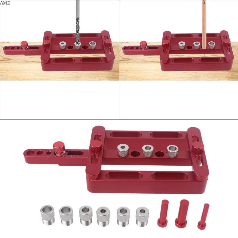 AMZ Self Centering Dowelling Jig สําหรับเดือยเมตริก 6 8 10 มม.เจาะที่แม่นยําอุปกรณ์จิ๊กงานไม้สามในหนึ่งเดียว