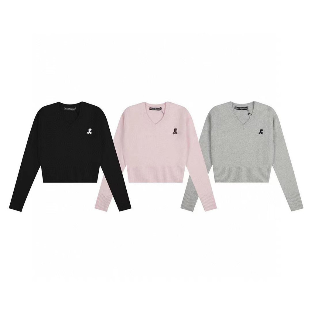 🚗พร้อมส่ง👚Rest&Recreation RR V-neckงานปัก เสื้อสเวตเตอร์และเสื้อถัก