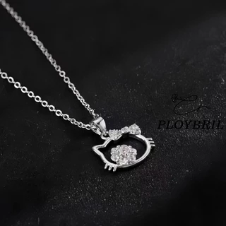 การ ์ ตูนสีชมพู Rhinestone Hello Kitty สร ้ อยคอสําหรับสาวนักเรียนแฟชั ่ น Clavicle Chain เครื ่ องประดับของขวัญ X023