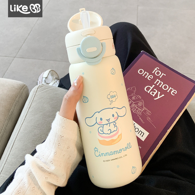 Sanrio Thermos Cup Girl Straw Water Cup Female New Style 2025 High-value Large-capacity 316 Stainles