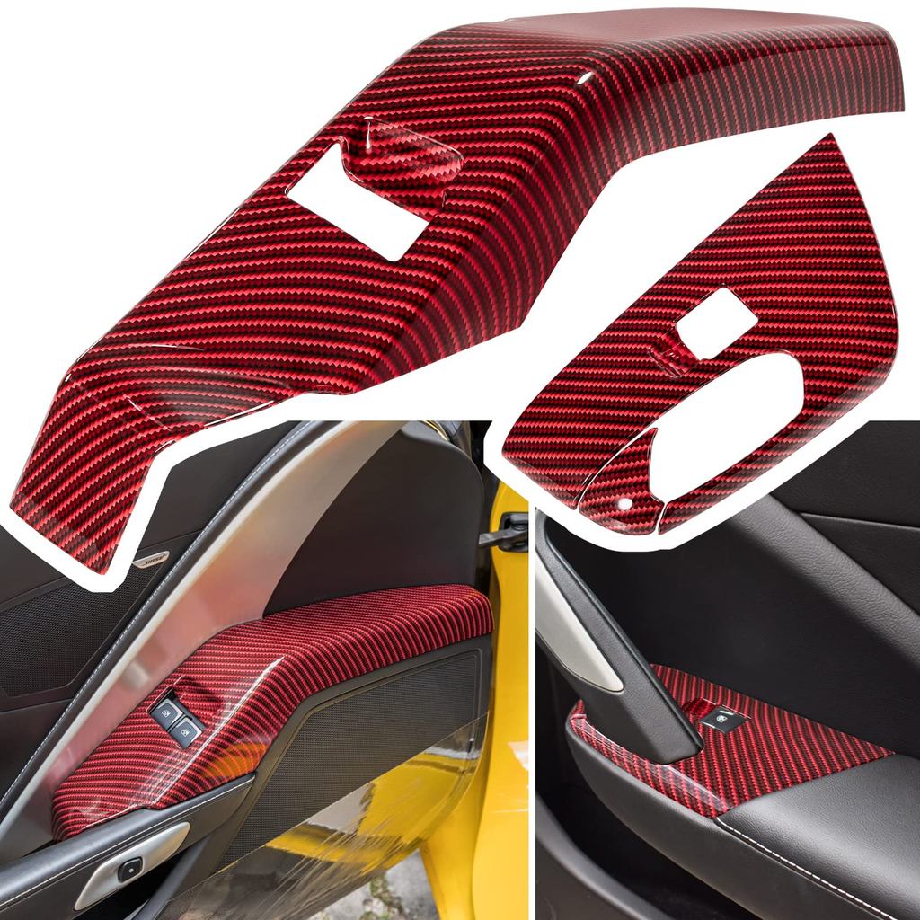 คาร์บอนไฟเบอร์ประตูหน้าต่างปุ่มสวิทช์แผงสําหรับ Chevrolet Corvette C7 Z06 Z51 ZR1 Stingray Grand Spo