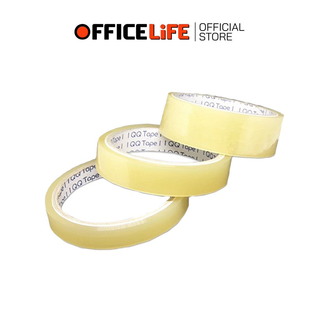 QQ Tape (คิวคิวเทป) เทปใส เทป แกน 3 นิ้ว หน้ากว้าง 12 / 24 / 36 มิล ยาว 45 หลา ( 1 ม้วน )