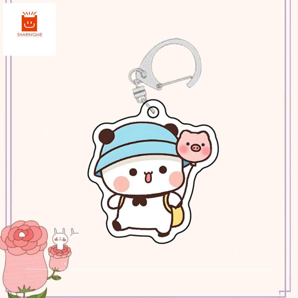SHARINGME การ์ตูน Bubu Dudu Key Chain, การ์ตูนอะคริลิค Bubu Dudu พวงกุญแจ, Charm พวงกุญแจสัตว์หวาน K