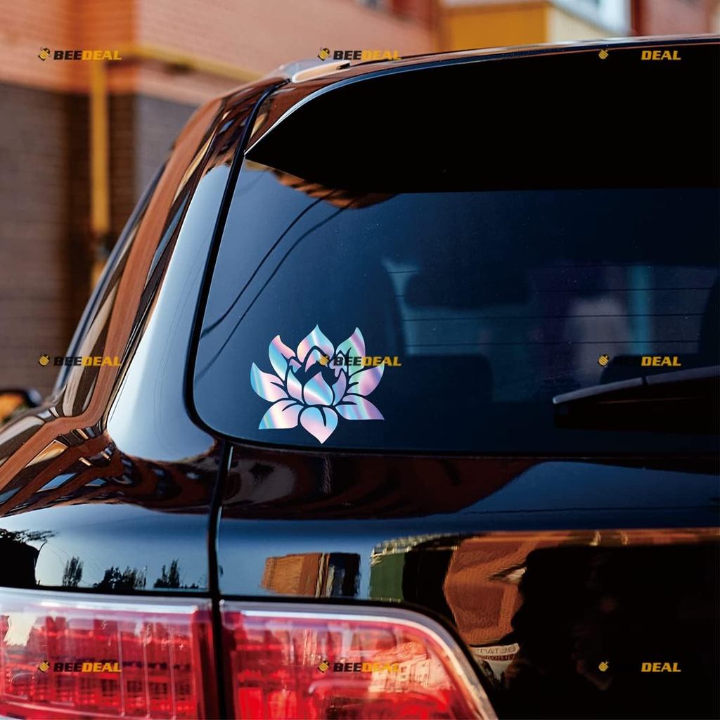 Lotus Flower Yoga Buddha India Decal Vinyl Sticker - 3 Pack Holographic Iridescent, 2 Inches, 3 Inch