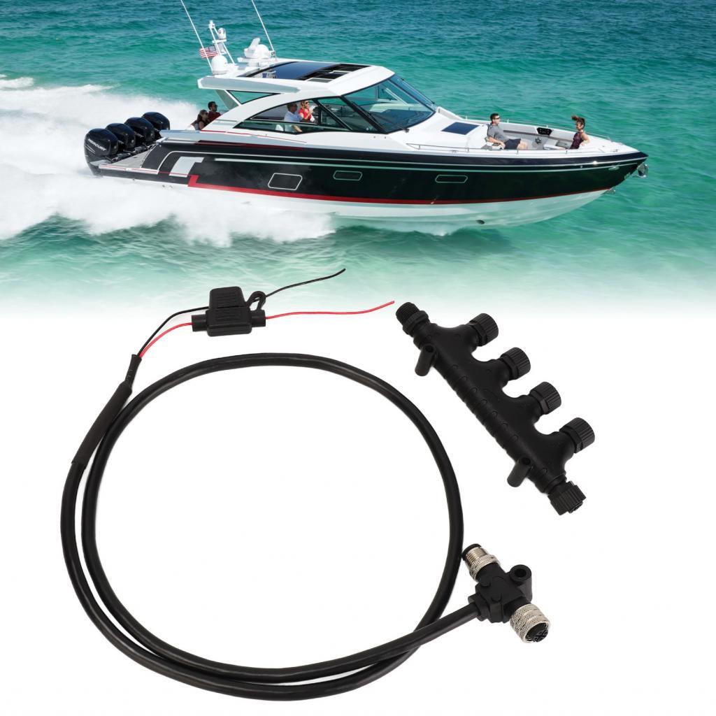 Gugushop aqxreight NMEA2000 สาย 4 พอร์ต T Connector 3A 5Pin ด้าย 1m IP67 สําหรับเครือข่าย Simrad B แ