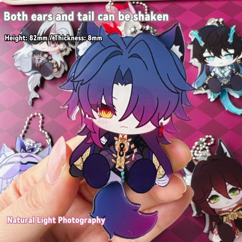 Honkai: Star Rail Movable พวงกุญแจอะคริลิค Charm Wiggly Ears & Tail Painon/Dan Heng • Imbibitor Lunae/Firefly/Tribbie กระเป๋าอุปกรณ์เสริม CJN6