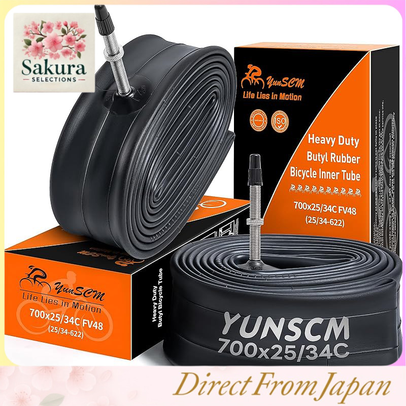 YunSCM 2 pieces, 700 28c tube, thick wall, French valve 48mm, best choice for high rim, 700 25c tube