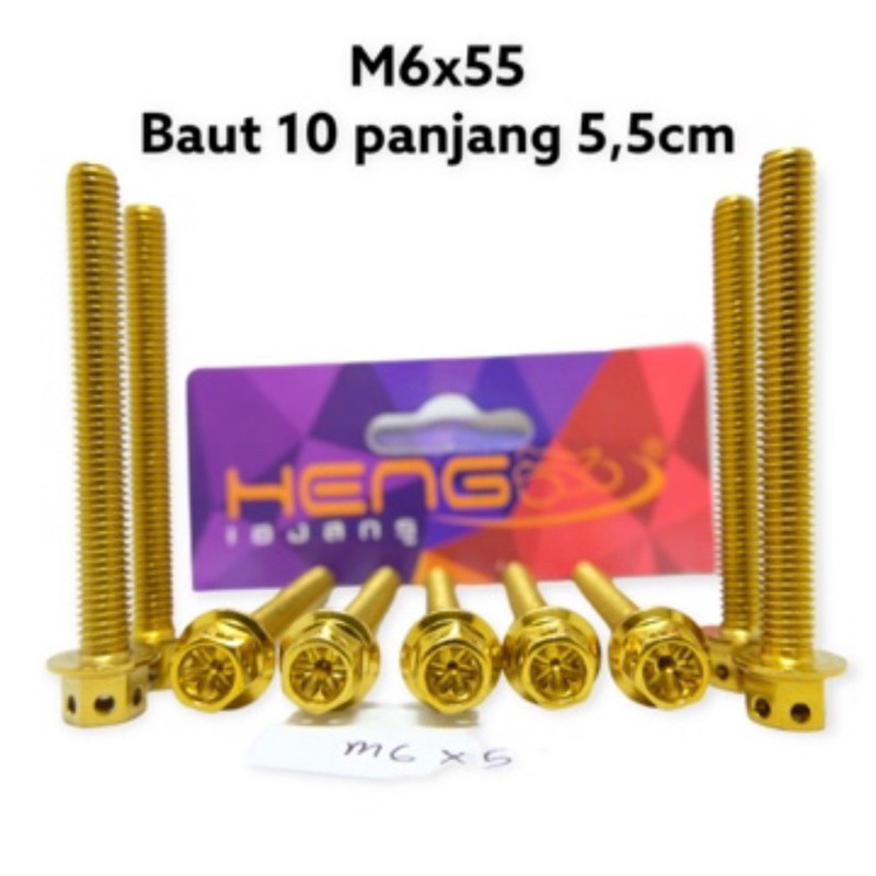 100% ORIGINAL GUARANTE HENG ทองเงินดอกไม้ probolt bolt m6x55 6x55 ด้าย 10 ยาว 5.5 ซม. ORIGINAL THAIL