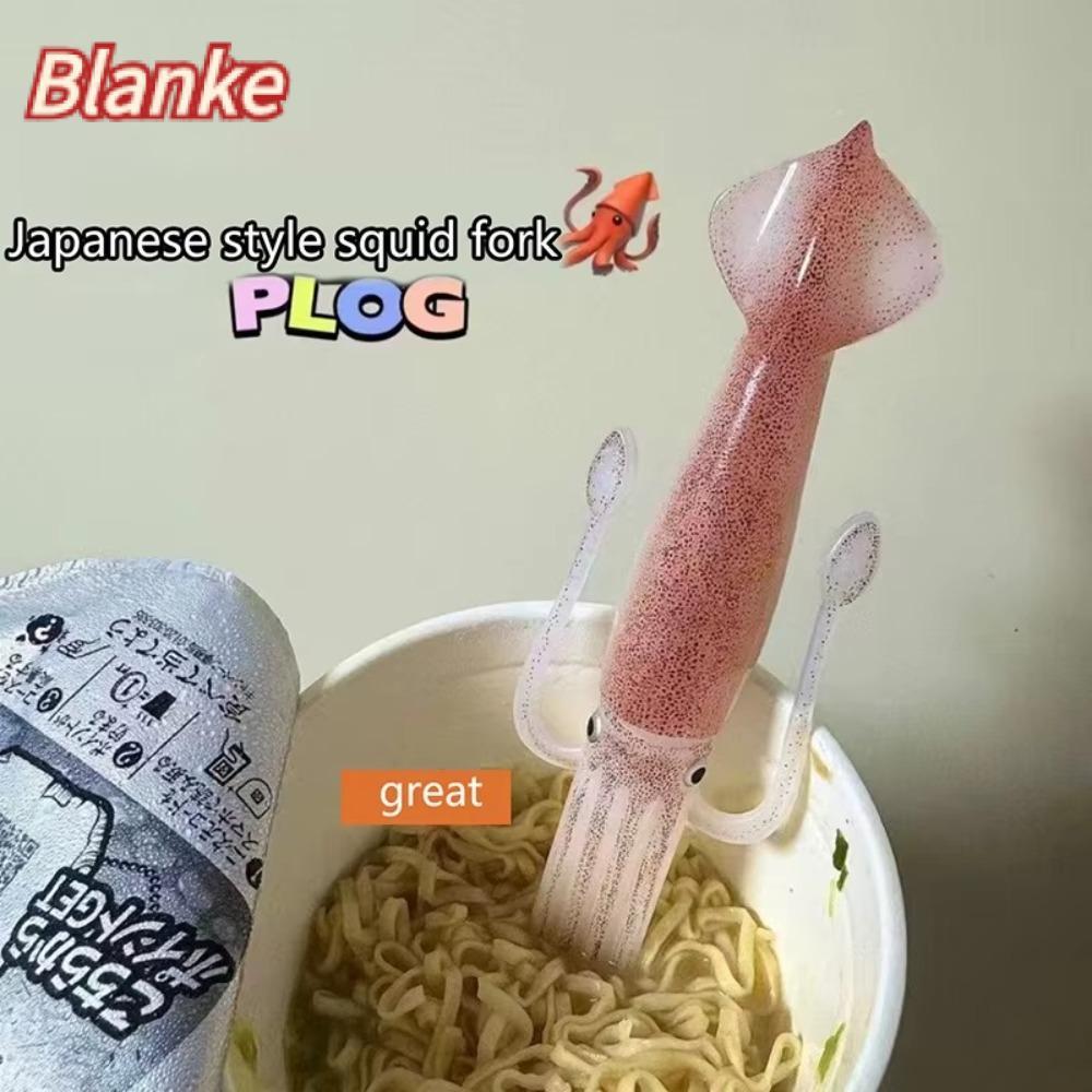 BLANKE Octopus Noodle Fork, Portable Heat-Resistant Food Picks, Funny 3-in-1 Squid-Shaped Cooking To