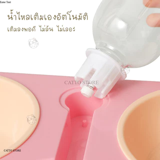 ชามอาหาร ถ้วยข้าวน้องแมว ของใช้เเมว 3in1 สวยงาม ชาม3หลุม ที่ใส่อาหาร ที่ให้น้ำอัตโนมัติ WTA