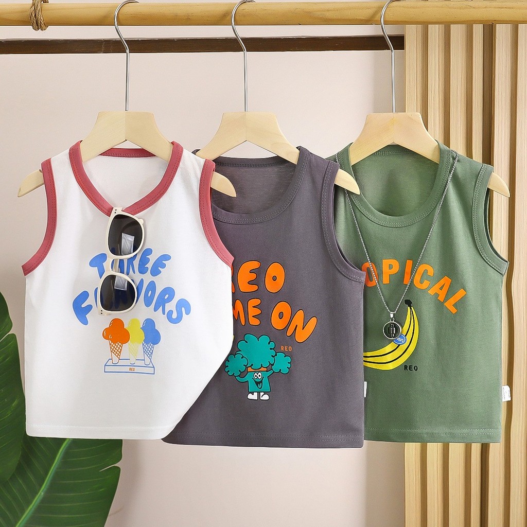 Children s cotton vest 2025 summer new style suitable for children aged 0-5 years old sleeveless T-s