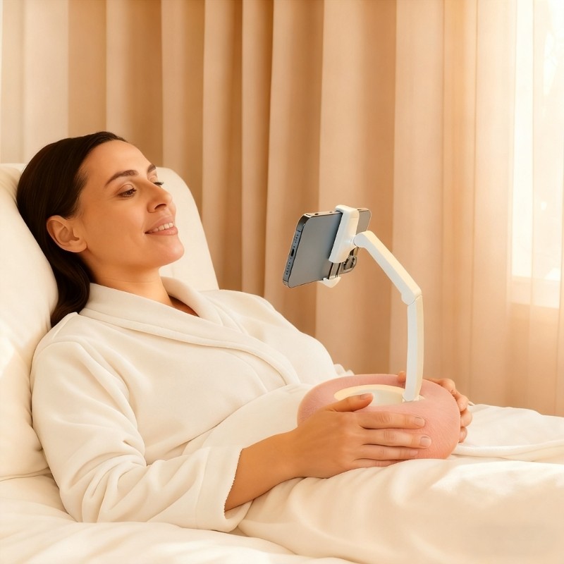 Orangesea สองแกนที่วางโทรศัพท์แบบพับได้รองรับตุ๊กตาฐานหมอนหมุนได้ 360 องศาสําหรับอุปกรณ์มือถือขนาด 4