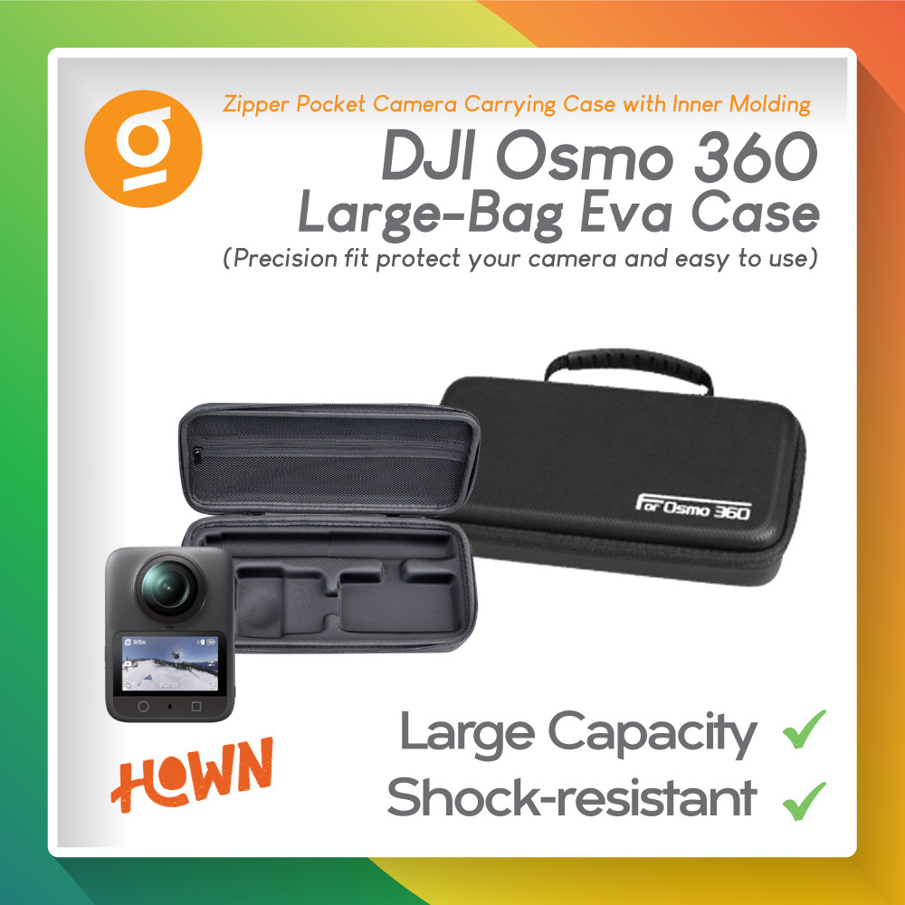 HOWN เคสขนาดใหญ่ EVA สําหรับ DJI Osmo 360 พร้อมถุงเก็บ Acc / ฝาครอบป้องกันกล้องกันกระแทกแบบพกพา OSMO