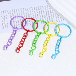 10pcs แหวนกลมที่มีสีสันกับโซ่ขยายแขวนกุ้งก้ามกรามหัวเข็มขัด 3 ชิ้นสำหรับมือ DIY พวงกุญแจอุปกรณ์เสริม