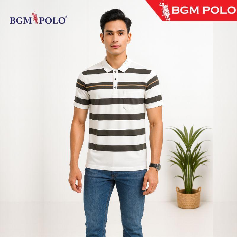BGM POLO COLLAR เสื้อยืด BIG STRIPE BP-CS45BSP1601-MNCNCTW