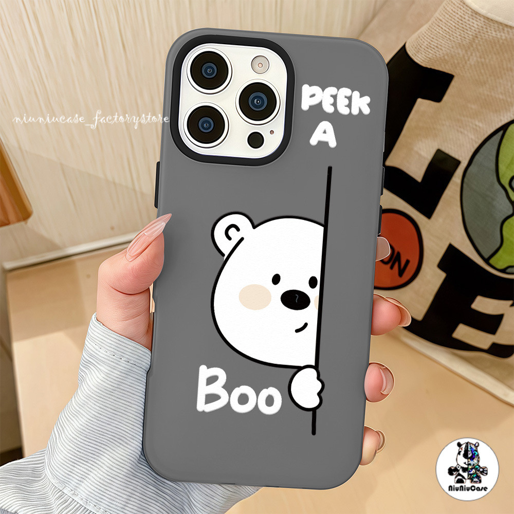 ลูกหมีที่โผล่หัวออกมา For Realme 7i C17 C25 C12 C25s C20 C11 C55 C21Y C25Y C53 C51 C2 C2s Note 50 Narzo N55 เคส 2 ใน 1