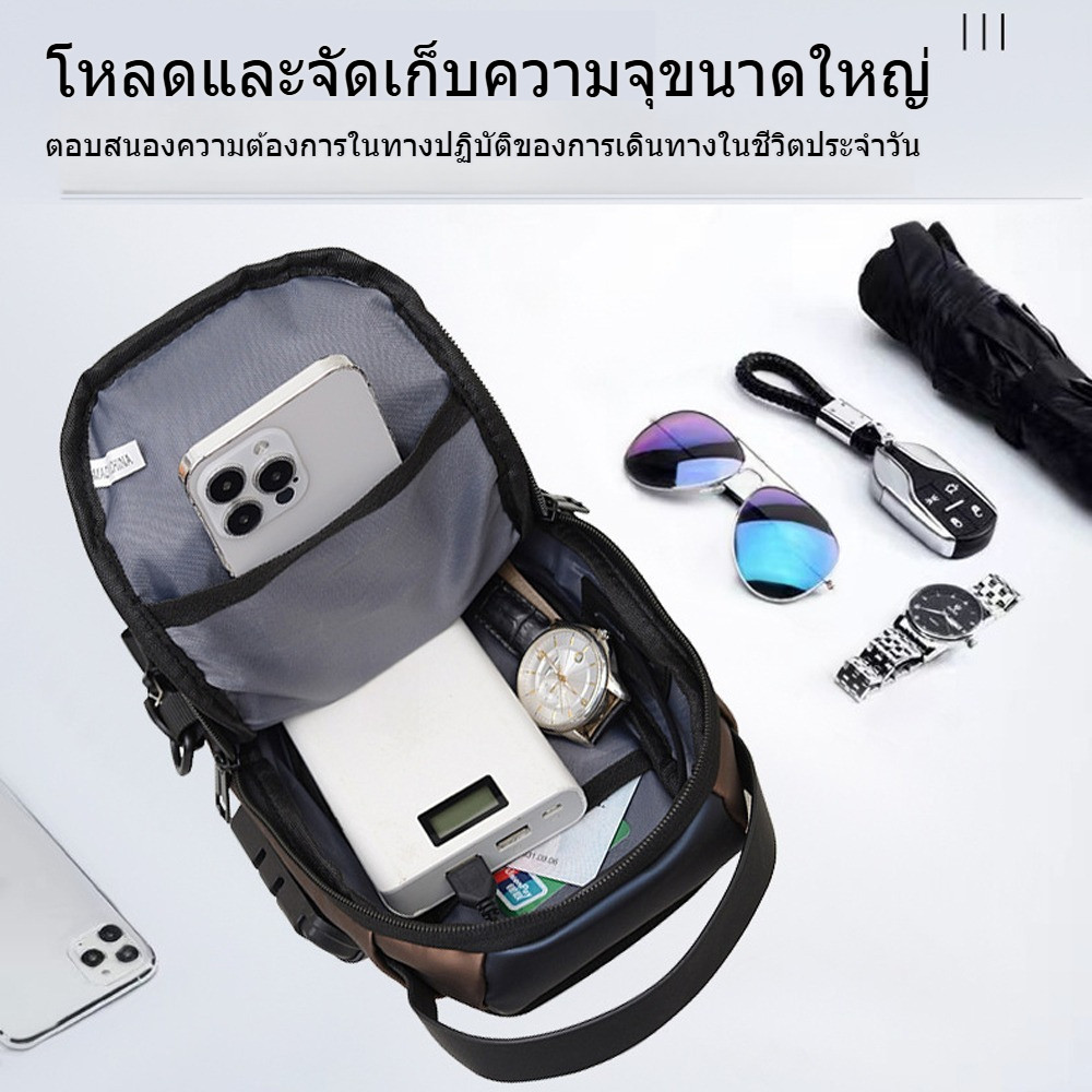 มัลติฟังก์ชั่รหัสล็อคบุรุษแฟชั่นหน้าอกกระเป๋าความจุขนาดใหญ่พกพาโทรศัพท์มือถือกระเป๋าสะพาย - รูปที่ 4