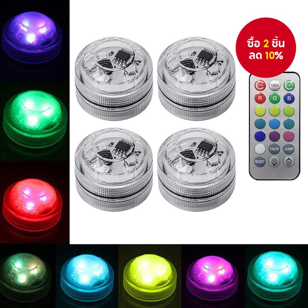 2/4PCS กาวไร้สาย LED ภายในรถ Ambient Light รีโมทคอนโทรลตกแต่ง Auto หลังคาเท้าบรรยากาศโคมไฟแบตเตอรี่