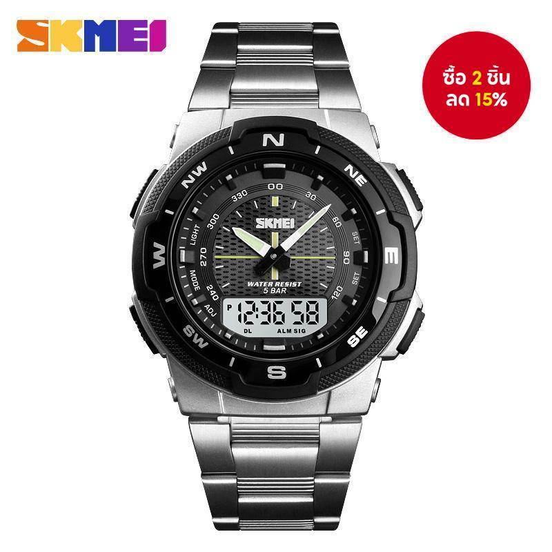SKMEI สมี 1370 แฟชั่นกีฬาควอตซ์เต็มเหล็กหรูหราธุรกิจนาฬิกากันน้ําผู้ชาย