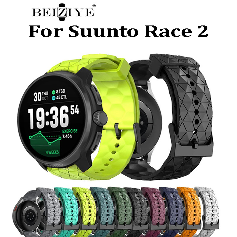 สายซิลิโคนสําหรับ Suunto Race 2 ฟุตบอลรูปแบบสร้อยข้อมือกีฬาสําหรับ SUUNTO RACE 2 สายซิลิโคน