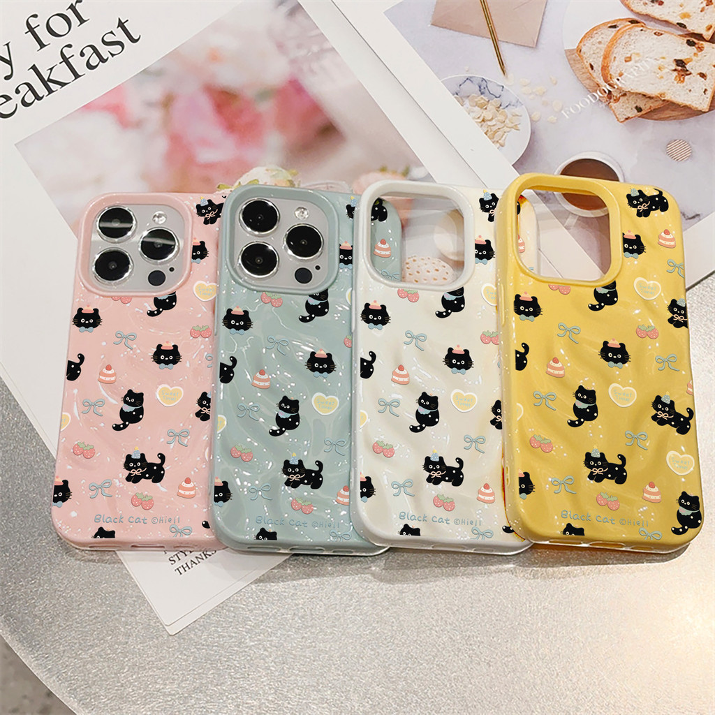 เคสไอโฟน13 เค้กการ์ตูนลูกแมวน่ารักและมีสไตล์ For IPhone 17 15 11 16 13 14 12 Pro Max 12 13 Pro 16 7 14 15 Plus XR XS MAX