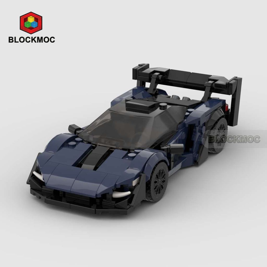 MOC Building Blocks ใช้งานร่วมกับ Lego อนุภาคขนาดเล็ก Sapphire Blue McLaren Senna GTR รถสปอร์ต Racin