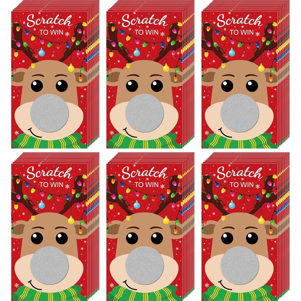 60 Pieces Christmas Scratch Off Cards Stickers Christmas Party Games Blank Gift Certificate for Fest
