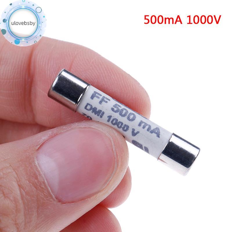 Ulovebsby 1 PC FF 0.5A 500mA 1000V dmi ฟิวส์สําหรับมัลติมิเตอร์ F15B F17B F18B 6.3x32 มม.VN