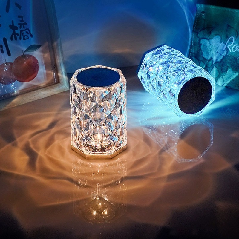 LED คริสตัลเพชร Rose Light Touch Sensor USB Night Light ห้องนอนคริสตัล Rose Light