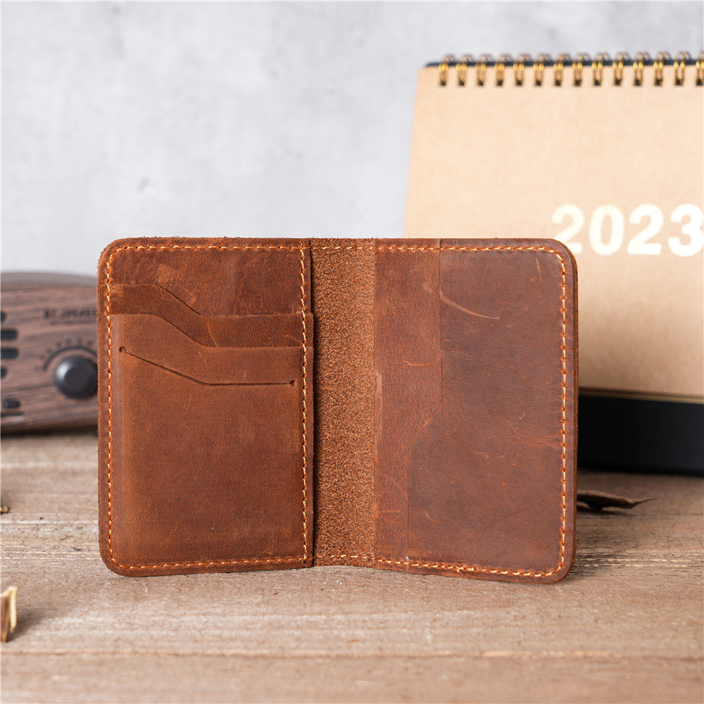cardholder wallet Simple Card Holderผู้ชายหนังแท้ขนาดใหญ่-ความจุMulti-Card Slot ID Cowhide Bank Card
