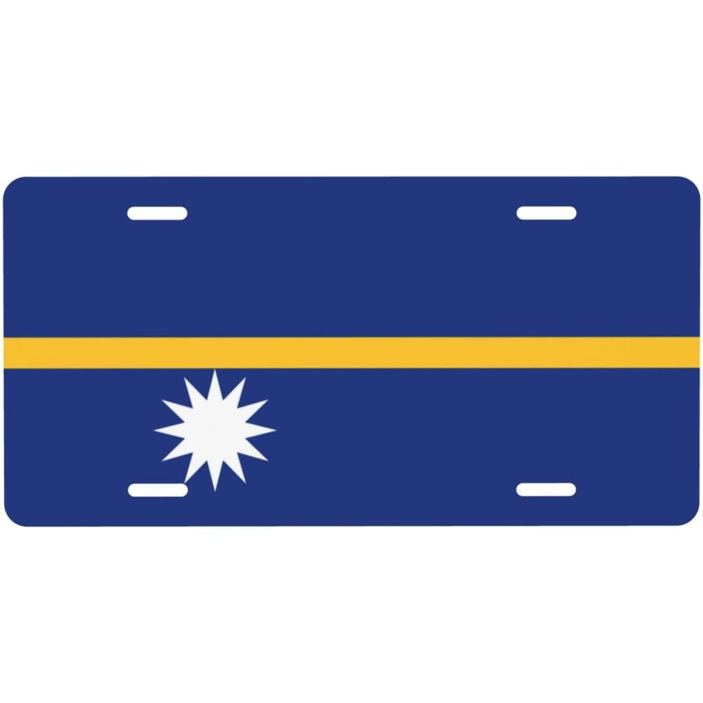 Nauru Flag ป้ายทะเบียนอลูมิเนียมด้านหน้าส่วนบุคคลเหมาะสําหรับเล่นกลางแจ้ง 6 X 12 นิ้ว