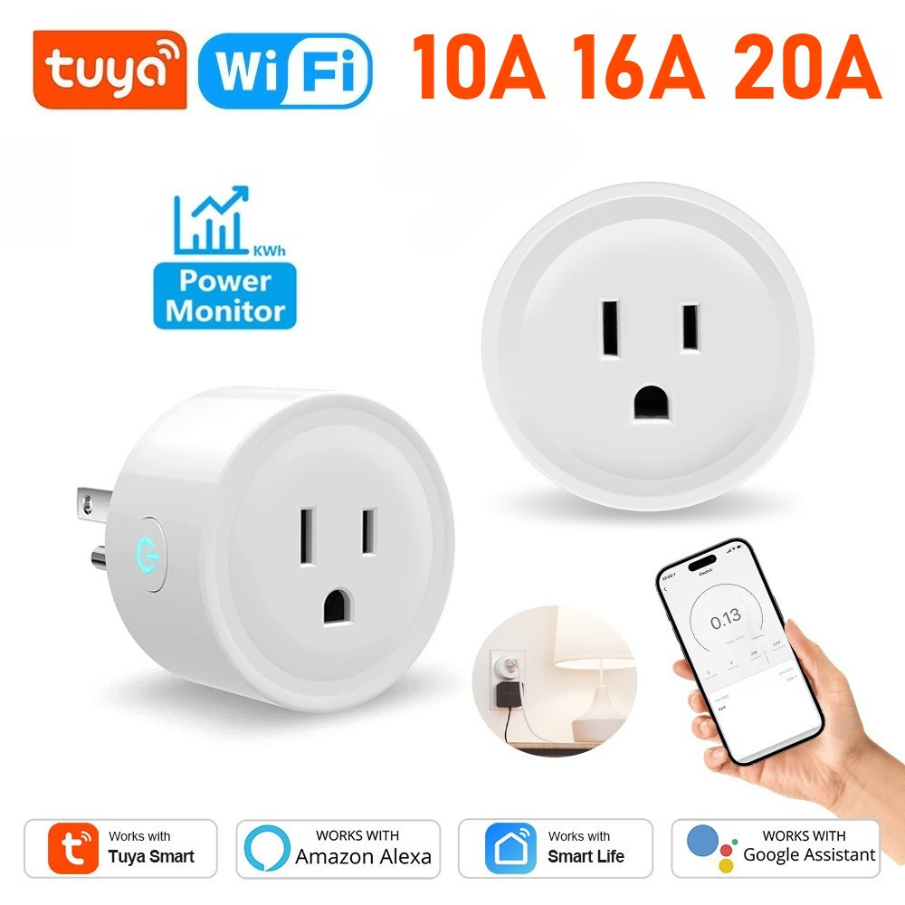 ปลั๊ก WIFI 20A ปลอดภัยสำหรับเครื่องใช้ไฟแรง (ปลั๊กอเมริกัน) | Smatrul วัดไฟได้ ควบคุมด้วยเสียง สัญญาณไม่หลุด เก็บเงิ