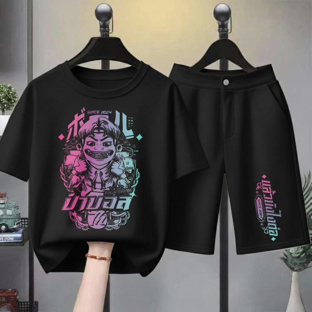 ชุดฤดูร้อนใหม่สำหรับเด็กชาย เสื้อยืดแขนสั้นและกางเกงขาสั้น ลำลองและหลากหลาย ชุดสองชิ้น สไตล์เกาหลีสุดเทรนด์ แฟชั