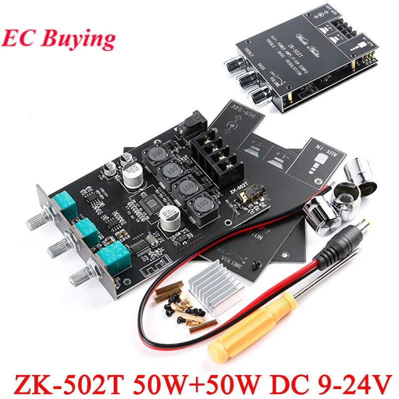 ZK-502T 50Wx2 TPA3116D2 AUX BLE บลูทูธซับวูฟเฟอร์เครื่องขยายเสียงโมดูล 2.0 ช่อง High Power Audio สเต