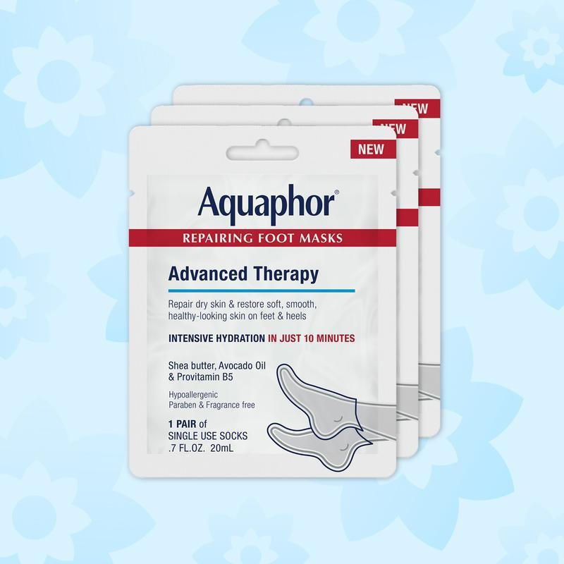 Aquaphor Repairing Mask เหมาะสําหรับถุงเท้าให้ความชุ่มชื้นเท้าแห้งประกอบด้วยน้ํามันอะโวคาโดและเชียบั
