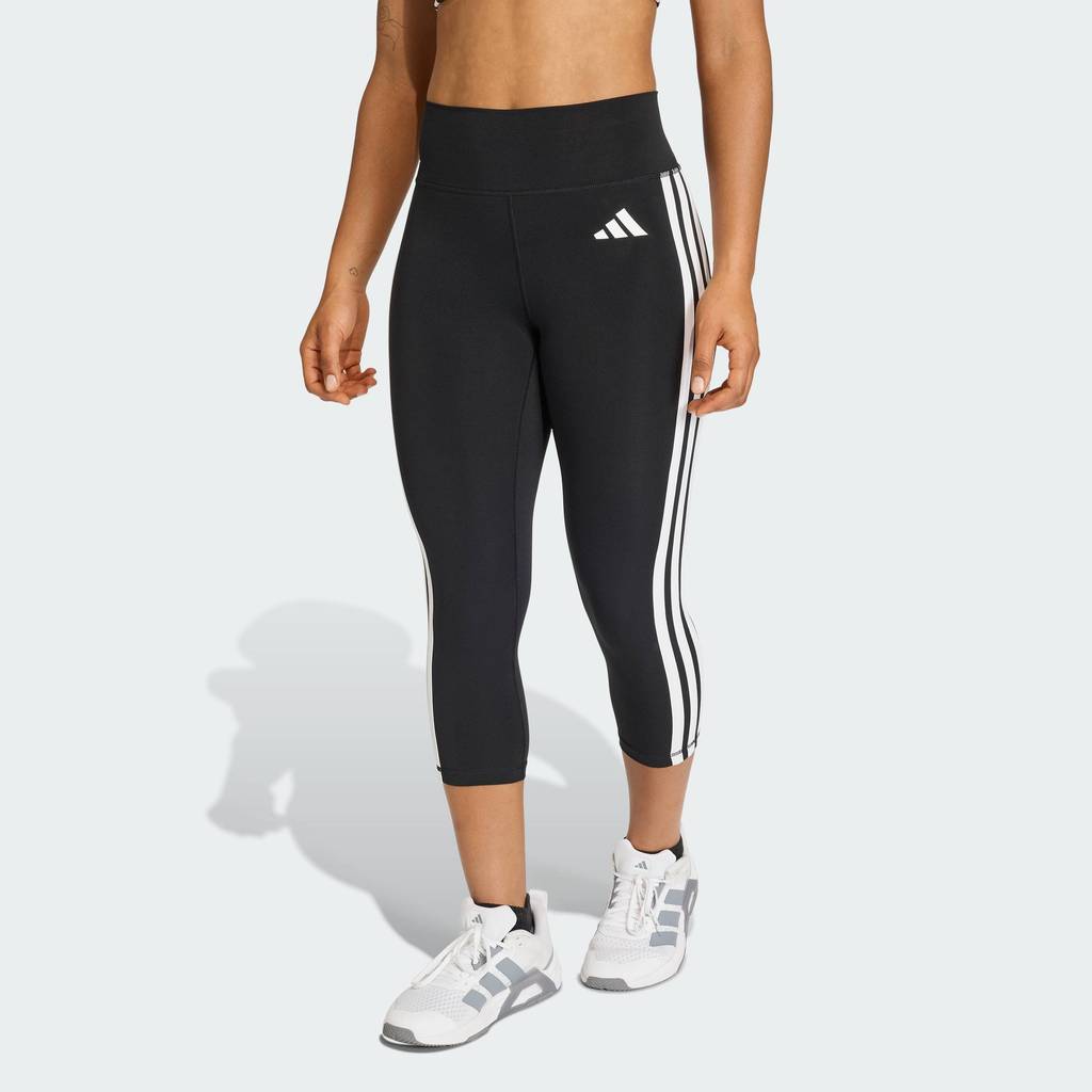 adidas Gym & Training กางเกงรัดรูปออกกำลังกายสามส่วน Optime Essentials 3-Stripes ผู้หญิง สีดำ KE6062