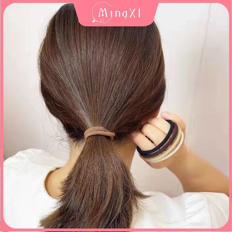 แหวนผมผู้หญิง 5 ชิ้น ดีไซน์เรียบง่าย มีความยืดหยุ่นจากยางรัด เพื่ออุปกรณ์แต่งผม