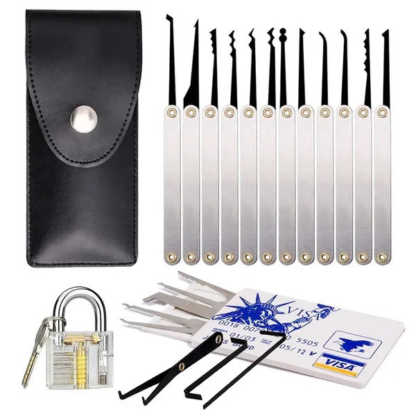 20 ชิ้น Lock Pick Lock Locksmith Training Skill Set Transparent Practice Lock Key Extractor