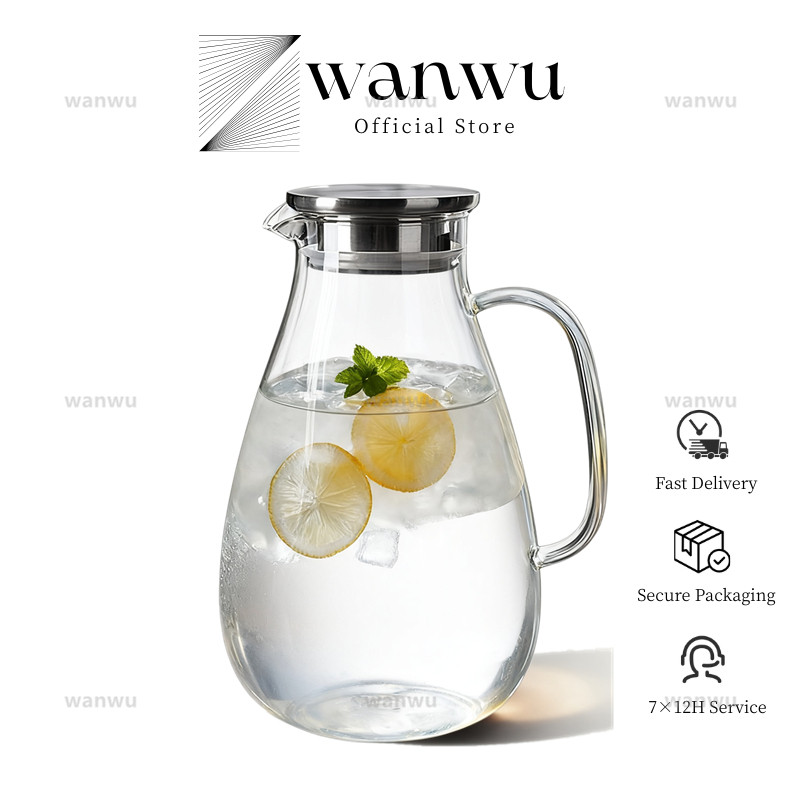 2600ml กาต้มน้ําเครื่องดื่มขนาดใหญ่ชาเย็นน้ําผลไม้เหยือกแก้ว เหยือกน้ําแก้วทนความร้อนเหยือกชาแก้ว Borosilicate ใส