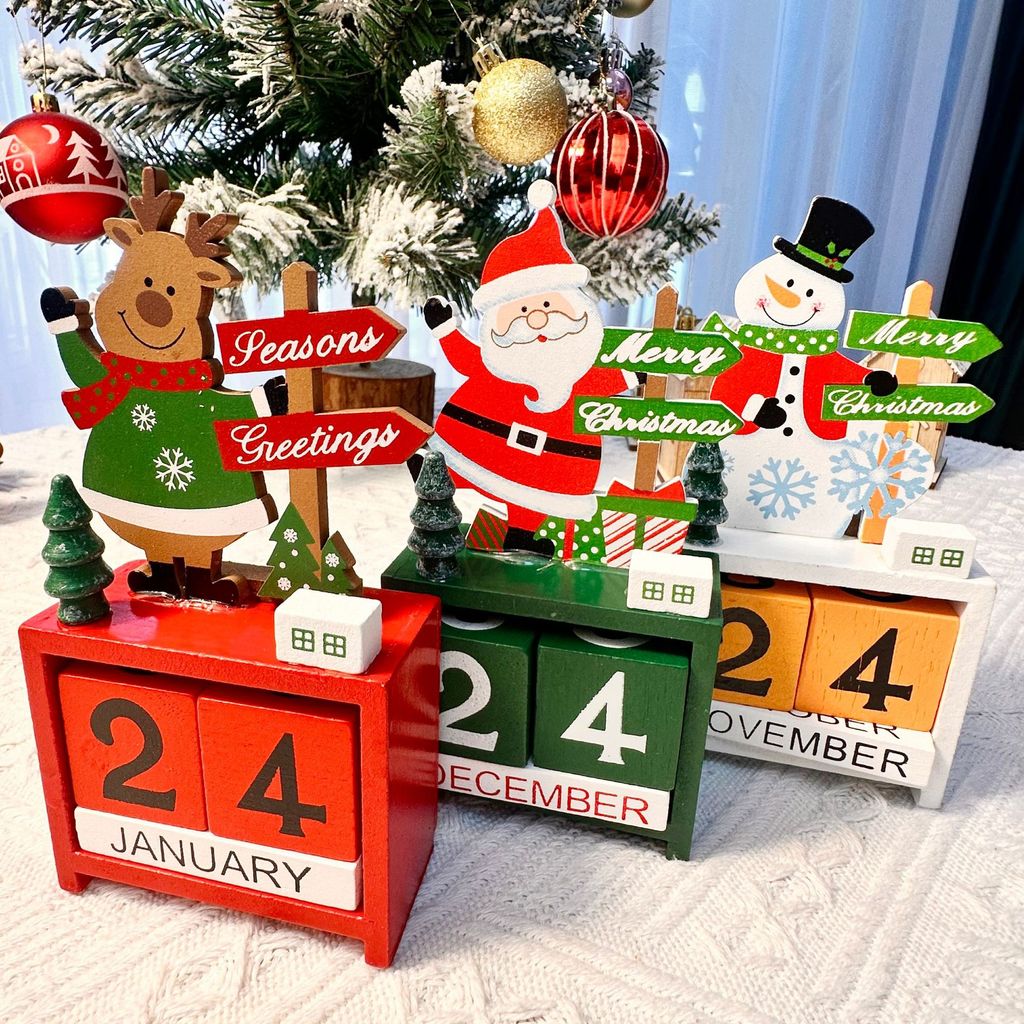 ปฏิทินตั้งโต๊ะไม้คริสต์มาส – ตกแต่งเดสก์ท็อปนับถอยหลัง ทําเอง สําหรับวันหยุด