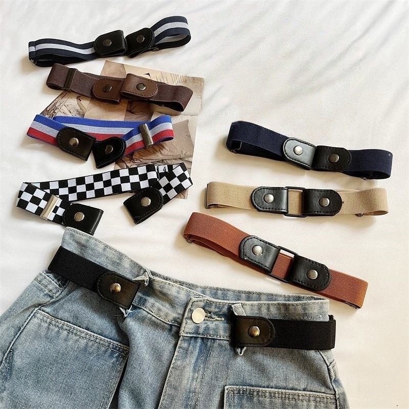 Halo studio พร้อมส่ง🔥เข็มขัดขี้เกียจแบบไร้รอยต่อที่มองไม่เห็น เข็มขัดปรับยางยืดแบบยืดหยุ่น