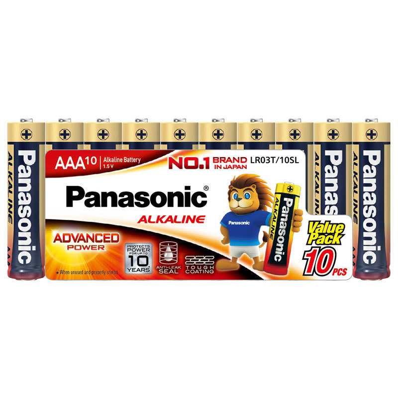 ถ่านอัลคาไลน์ AAA Panasonic LR03T/10SL สีทอง (แพ็ค 10 ก้อน)
